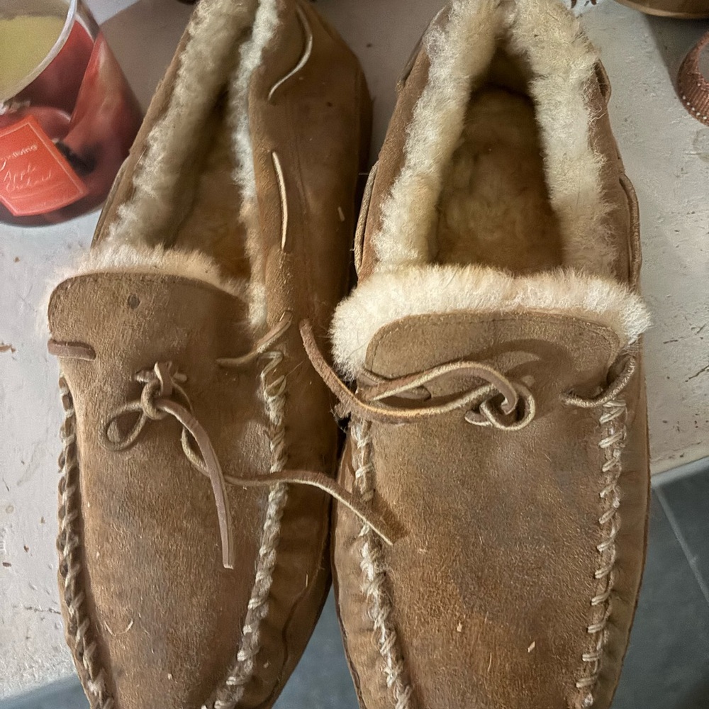 Men's Brown Shearling Lined Moccasins